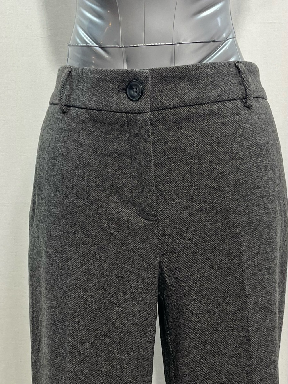 Hilary Radley Charcoal Gray Wide-Leg Trousers.  Herringbone pattern Size 8 - Picture 3 of 9